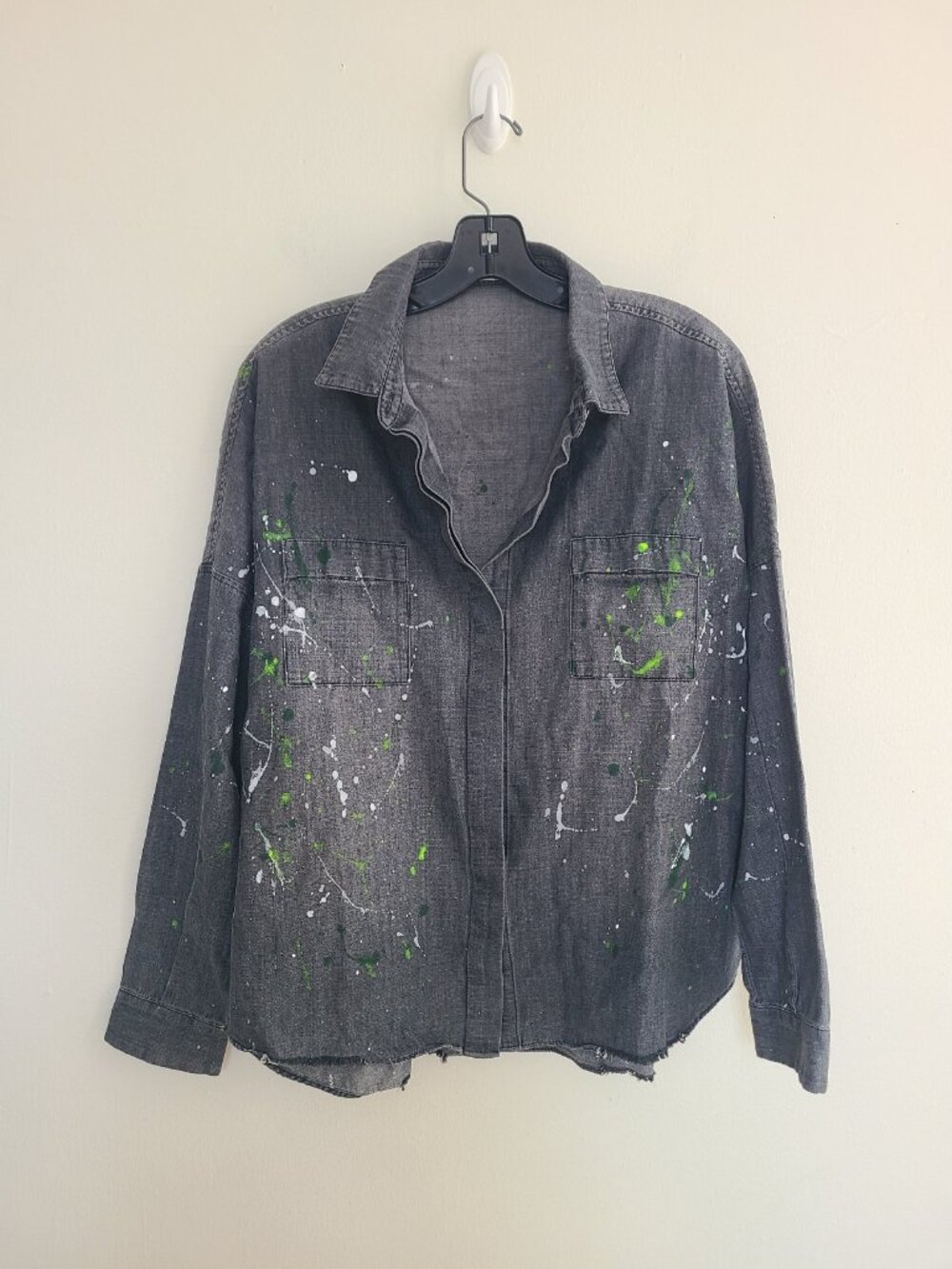 Lisa Todd Colour Splash cotton denim button-down shirt  gray size S